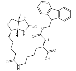N-芴甲氧羰基-N'-生物素-L-赖氨酸结构式
