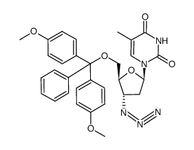 3'-azido-3'-deoxy-5'-O-(4,4'-dimethoxytrityl)thymidine结构式