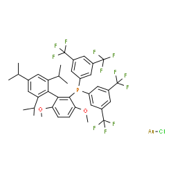 Chloro(2-{bis[3,5-bis(trifluoromethyl)phenyl]phosphino}-3,6-dimethoxy-2′,4′,6′-triisopropyl-1,1′-biphenyl)gold(I) Structure