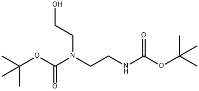 (2-((叔丁氧基羰基)氨基)乙基)(2-羟乙基)氨基甲酸叔丁酯结构式