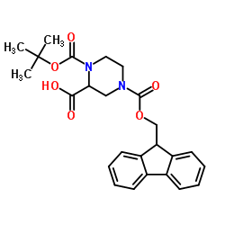 1-叔丁氧羰基-4-芴甲氧羰基-2-哌嗪甲酸结构式