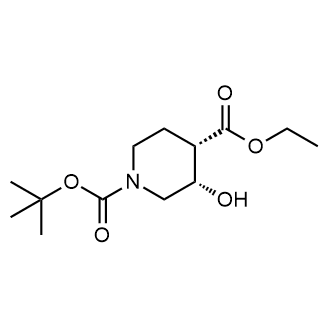1-(叔丁基)4-乙基(3S,4S)-3-羟基哌啶-1,4-二羧酸酯结构式