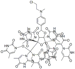 2',3'-O-(4-(N-(2-Chloroethyl)-N-(methylamino))benzylidene)nonathymidyluridine Structure