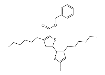 3',4-dihexyl-5'-iodo-2,2'-bithiophene-5-carboxylic acid benzyl ester Structure