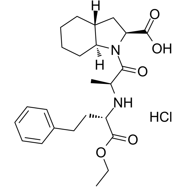 (2S,3aR,7aS)-1-[(2S)-2-[[(2S)-1-ethoxy-1-oxo-4-phenylbutan-2-yl]amino]propanoyl]-2,3,3a,4,5,6,7,7a-octahydroindole-2-carboxylic acid,hydrochloride Structure