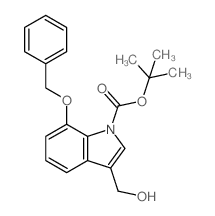3-(羟基甲基)-7-(苯基甲氧基)-1H-吲哚-1-羧酸叔丁酯结构式