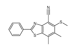 6,7-dimethyl-5-methylsulfanyl-2-phenyl-1,3-benzothiazole-4-carbonitrile结构式