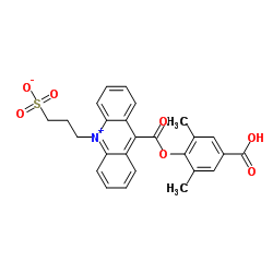 3-{9-[(4-Carboxy-2,6-dimethylphenoxy)carbonyl]-10-acridiniumyl}-1-propanesulfonate Structure