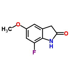 7-Fluoro-5-methoxy-1,3-dihydro-2H-indol-2-one结构式