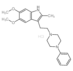 1H-Indole,5,6-dimethoxy-2-methyl-3-[2-(4-phenyl-1-piperazinyl)ethyl]-, hydrochloride(1:1) Structure