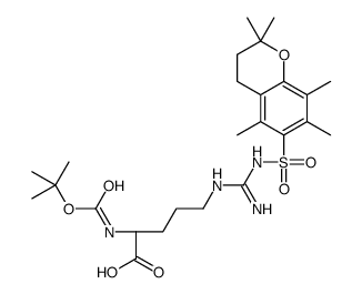 Nα-Boc-Nomega-(2,2,4,6,7-五甲基苯并吡喃-6-亚磺酰基)-L-精氨酸结构式