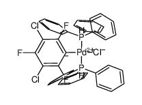 trans-[Pd(3,5-dichlorotrifluorophenyl)Cl(PPh3)2]结构式