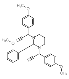2-[3-[cyano-(4-methoxyphenyl)methyl]-2-(2-methoxyphenyl)-1,3-diazinan-1-yl]-2-(4-methoxyphenyl)acetonitrile结构式