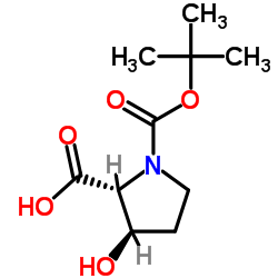 (2R,3R)-1-(叔丁氧基羰基)-3-羟基吡咯烷-2-羧酸结构式