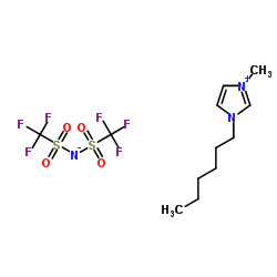 1-己基-3-甲基咪唑二(三氟甲烷磺酰基)酰亚胺结构式