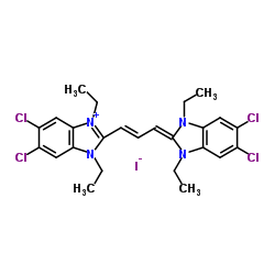 (E)-5,5',6,6'-四氯-1,1',3,3'-四乙基苯并咪唑羰花青碘化物结构式