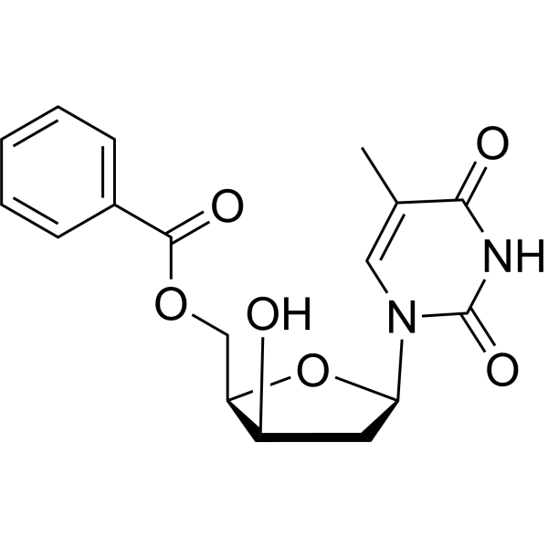 1-(5-O-苯甲酰基-2-脱氧-BETA-D-苏式-呋喃戊糖基)-5-甲基-2,4(1H,3H)-嘧啶二酮结构式