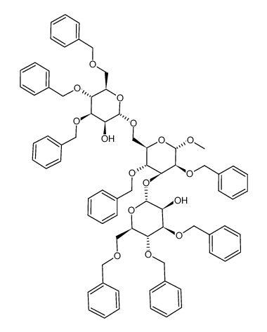 methyl (3,4,6-tri-O-benzyl-α-D-mannopyranosyl-(1->3))-(3,4,6-tri-O-benzyl-α-D-mannopyranosyl-(1->6))-2,4-di-O-benzyl-α-D-mannopyranoside结构式