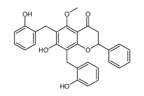 7-hydroxy-6,8-bis[(2-hydroxyphenyl)methyl]-5-methoxy-2-phenyl-2,3-dihydrochromen-4-one Structure