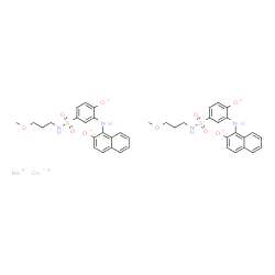 sodium bis[4-hydroxy-3-[(2-hydroxy-1-naphthyl)amino]-N-(3-methoxypropyl)benzenesulphonamidato(2-)-N3,O3,O4]cobaltate(1-)结构式