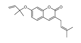 3-(3-methylbut-2-en-1-yl)-7-((2-methylbut-3-en-2-yl)oxy)-2H-chromen-2-one Structure