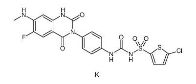 2-Thiophenesulfonamide, 5-chloro-N-[[[4-[6-fluoro-1,4-dihydro-7-(methylamino)-2,4-dioxo-3(2H)-quinazolinyl]phenyl]amino]carbonyl]-, potassium salt结构式