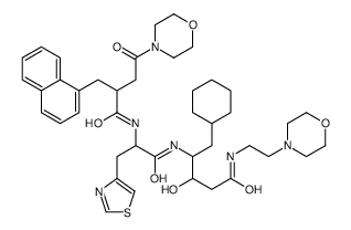 5-cyclohexyl-3-hydroxy-N-(2-morpholin-4-ylethyl)-4-[[2-[[4-morpholin-4-yl-2-(naphthalen-1-ylmethyl)-4-oxobutanoyl]amino]-3-(1,3-thiazol-4-yl)propanoyl]amino]pentanamide结构式