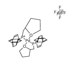 trans-bis{diphenyl(2-tetrahydrofuranylmethyl)phosphane-O',P'}palladium(II) bis{hexafluoroantimonate(V) Structure