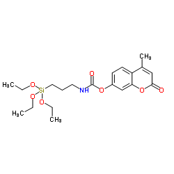 O-4-甲基香豆素-N-[3-(三乙氧基硅基)丙基]氨基甲酸盐结构式