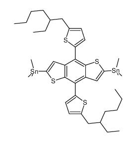 4,8-双[5-(2-乙基己基)噻吩-2-基]-2,6-双(三甲基甲锡烷基)苯并[1,2-b:4,5-b']二噻吩结构式