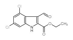 4,6-二氯-3-甲酰基-1H-吲哚-2-羧酸乙酯结构式