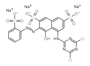 2,7-Naphthalenedisulfonicacid,5-[(4,6-dichloro-1,3,5-triazin-2-yl)amino]-4-hydroxy-3-[2-(2-sulfophenyl)diazenyl]-,sodium salt (1:3) picture
