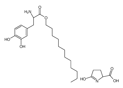 5-oxo-L-proline, compound with dodecyl 3-hydroxy-L-tyrosinate (1:1) Structure