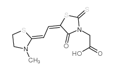 5-[(3-methylthiazolidin-2-ylidene)ethylidene]-4-oxo-2-thioxothiazolidin-3-acetic acid structure