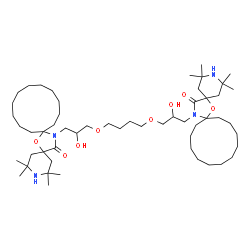 20,20'-[butane-1,4-diylbis[oxy(2-hydroxypropane-1,3-diyl)]]bis[2,2,4,4-tetramethyl-7-oxa-3,20-diazaspiro[5.1.11.2]henicosan-21-one]结构式
