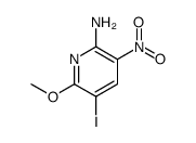5-Iodo-6-Methoxy-3-nitro-pyridin-2-ylamine结构式