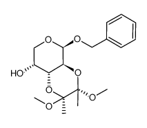 苄基2,3-O-[(1S,2S)-1,2-二甲氧基-1,2-二甲基-1,2-乙二基]-β-D-阿拉伯吡喃糖苷结构式
