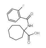 1-(2-氟苯甲酰基氨基)-环庚烷羧酸结构式