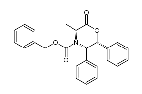 (3S,5S,6R)-4-(benzyloxycarbonyl)-5,6-diphenyl-3-methyl-2,3,5,6-tetrahydro-4H-1,4-oxazin-2-one结构式