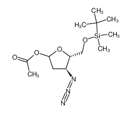 1-O-acetyl-3-azido-2,3-dideoxy-5-O-(tert-butyldimethylsilyl)-α,β-D-erythro-pentofuranose Structure