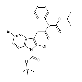 1,N-di(tert-butoxycarbonyl)-5-bromo-2-chloro-N-(4-methoxyphenyl)indol-3-acetamide Structure