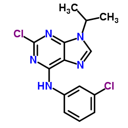 9H-Purin-6-amine, 2-chloro-N-(3-chlorophenyl)-9-(1-Methylethyl)-结构式