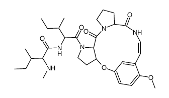 (32S,52S)-14-methoxy-31-[N-(N-methyl-L-isoleucyl)-L-isoleucyl]-(32rH,33tH)-2-oxa-7-aza-1(1,4)-benzena-3(3,2),5(1,2)-dipyrrolidina-cyclononaphan-8c-ene-4,6-dione Structure