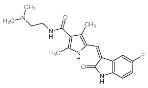 N-[2-(dimethylamino)ethyl]-5-[(5-fluoro-2-oxo-1H-indol-3-ylidene)methyl]-2,4-dimethyl-1H-pyrrole-3-carboxamide Structure