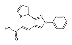 3-(1-phenyl-3-thiophen-2-ylpyrazol-4-yl)prop-2-enoic acid Structure
