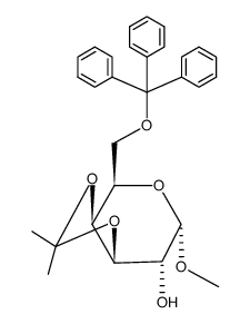 3,4-O-异亚丙基-6-O-三苯甲基-α-D-吡喃半乳糖苷甲基结构式