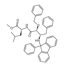 methyl N-{(2S,3R)-2-O-benzyl-4-phenyl-3-[9-phenyl-9-fluorenyl-amino]-butanoyl}-L-leucine结构式