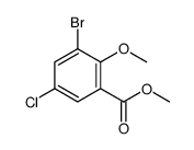 3-溴-5-氯-2-(甲基氧基)苯甲酸甲酯结构式