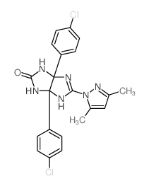1,5-bis(4-chlorophenyl)-3-(3,5-dimethylpyrazol-1-yl)-2,4,6,8-tetrazabicyclo[3.3.0]oct-3-en-7-one结构式