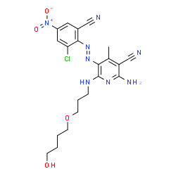 2-amino-5-[(2-chloro-6-cyano-4-nitrophenyl)azo]-6-[[3-(4-hydroxybutoxy)propyl]amino]-4-methylnicotinonitrile结构式